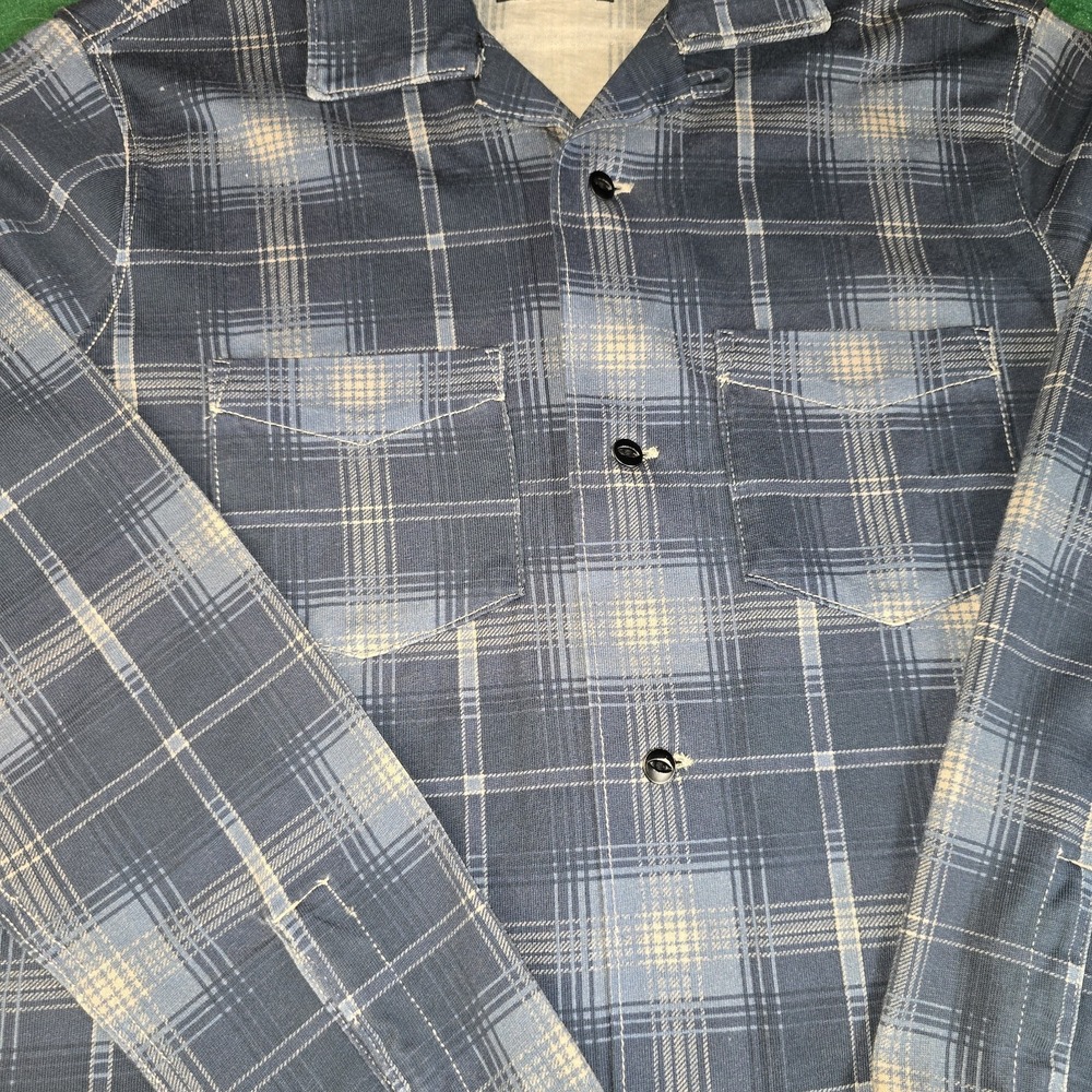 RRL Ralph Lauren 100% Cotton Plaid Button Long Sleeve Shirt WOMEN Size 2 Blue - Picture 4 of 12